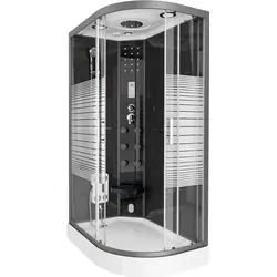 HOME DELUXE Dampfdusche BLACK PEARL 120 x 80 cm - Dampfdusche mit integrierter Dampfsauna, Regendusche und Radio. Ideal für entspannende Wellnessmomente in Ihrem Badezimmer.