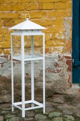 KUHEIGA Große Laterne/Metalllaterne in weiß, Höhe 100cm