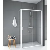 Aurlane Duschtür mit Seitenwand und Gleittür 80 x 120 cm - Komplettduschen, elegante Duschabtrennung mit platzsparender Schiebetür für mehr Komfort im Badezimmer