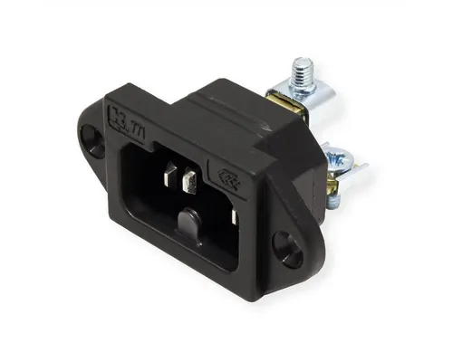 Bachmann Heissgeräteinbaustecker IEC320 C15A Stromadapter, 0 cm, C16A mit Schraubanschlüssen, schwarz