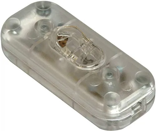 Schnur-Zwischenschalter mit zugentlastungen, echten 2-polig, mit Schraubkontakten, mit Schraubgehäuse, 6A 250V, Paßt für LED (Niedervolt) oder 230V (Hochvolt) Ein/Aus (Transparent)