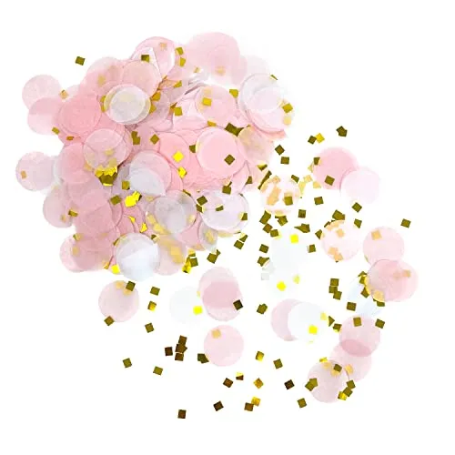 Oblique Unique® Papier Konfetti Rosa Weiß goldene Schnipsel Tisch Streu Deko für Kinder Geburtstag Party Hochzeit Feier JGA Junggesellinnenabschied