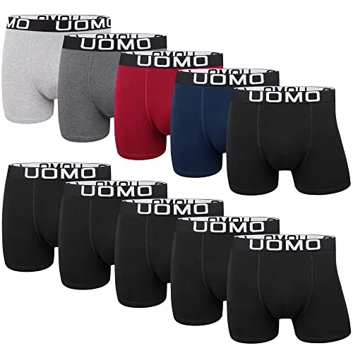 L&K 10er Pack Herren Retroshorts Boxershorts - Herren-Boxershorts aus 95% Baumwolle für optimalen Tragekomfort, atmungsaktiv und in praktischen Unifarben – ideal für Alltag, Sport und Freizeit.