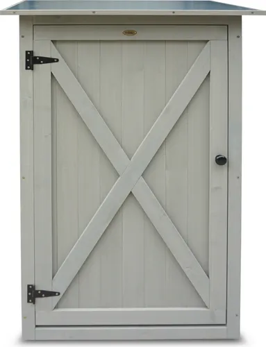 HABAU Gartenschrank Benno, 76 x 56 x 117 cm - Praktische Lagerlösung - Gartenschränke mit zwei Regalböden und wetterfestem Blechdach für optimalen Schutz. Ideal zur Aufbewahrung von Gartengeräten und Grillzubehör im stilvollen Landhausdesign.