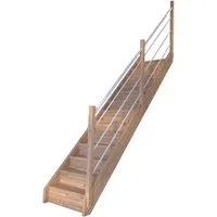 StarWood Treppe Mykonos Eiche Gerade mit Geländer Weiß - Hochwertige gerade Treppe aus zertifiziertem Eichenleimholz mit robustem Holz-Edelstahl-Geländer in Weiß. Ideal für moderne Wohnräume, stabil und individuell anpassbar für eine einfache Montage.