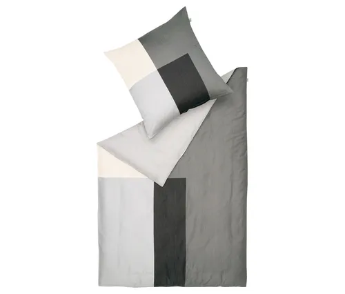 SCHÖNER WOHNEN-Kollektion Bettwäsche Art, 2-teilig, grau aus Satin - Bettwäsche aus beständiger Baumwolle, OEKO-TEX® zertifiziert, mit grafischem Design und verdecktem Reißverschluss für einen eleganten Look.