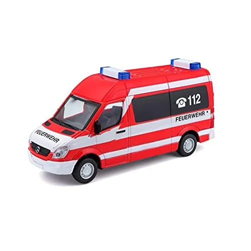 Bauer Spielwaren Mercedes Sprinter Feuerwehr: Einsatzfahrzeug im Maßstab 1:50, ab 3 Jahren, ca. 11,5 cm, rot (18-32006F)