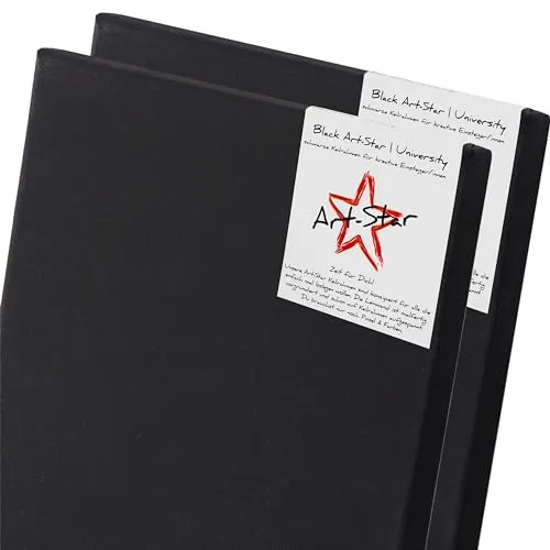 Art-Star 2x UNIVERSITY BLACK KEILRAHMEN 70x100 cm - Keilrahmen für Künstler: Vorgrundierte schwarze Leinwände aus 100% Baumwolle, ideal für Acryl- und Ölfarben, sofort malfertig und perfekt für kreative Projekte.