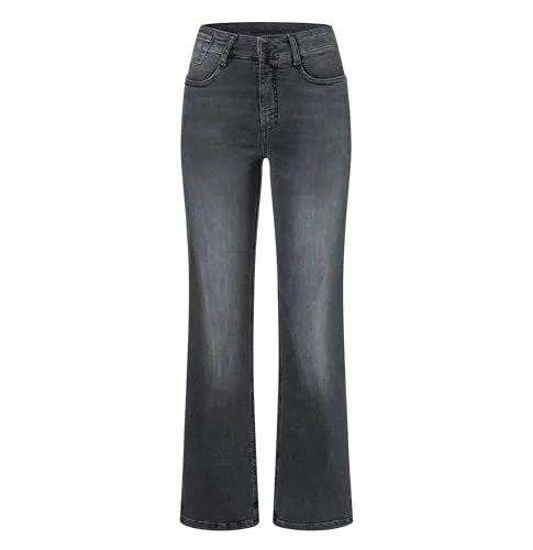 MAC Bootcut-Jeans LAURA grau 34 - Bootcut-Jeans in authentic carbon wash, elastisch und bequem für einen lässigen Look. Ideal für Alltag und Freizeit mit hohem Bund und praktischen Taschen.