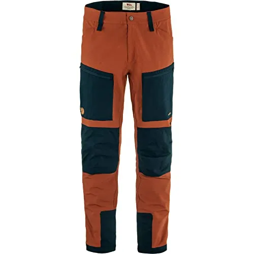 Fjällräven Herren Keb Agile Hose, Autumn Leaf/Dark Navy, 46/L - Wanderhosen aus robustem, recyceltem Stretchmaterial mit Verstärkungen an Knien und Beinen für optimale Langlebigkeit und Komfort bei Trekkingtouren.