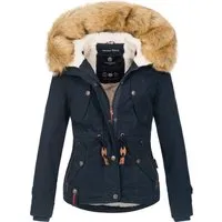 Navahoo Damen Winterjacke - Warme Funktionsjacke mit abnehmbarem Kunstfellkragen - Funktionsjacken für kalte Tage, aus 100% Baumwolle mit kuscheligem Teddyfleece innen, idealer Schutz vor Wind und Kälte, sportlich-eleganter Look.