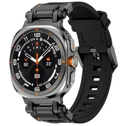 Für Samsung Galaxy Watch Ultra 47mm Silikon Armband mit Metall - Schnellverschluss Schwarz