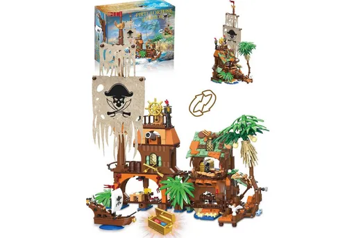 Esun Piratenschiff Wharf Bauspielzeug Mittelalterliches Piraten Bausteinset Spielbausteine, (SET, 883 St., Komplettset), Architektursteine für Kinder Geburtstagsgeschenk