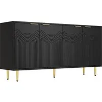 okwish Sideboard mit 4 Türen 160x80x40cm Schwarz