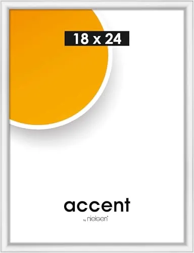 accent by nielsen Bilderrahmen, 18 x 24 cm, Kunststoff, Weiß, Fotorahmen zum Auftstellen und Aufhängen im Hoch- & Querformat, Echtglas, Colorado Uni