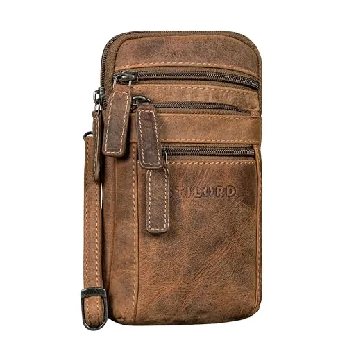 STILORD 'Mikael' 3-in-1 Brusttasche Herren Leder Umhängetasche Gürteltasche Handytasche zum Umhängen - Stilvoller Brust-Beutel Klein Schultertasche Männer aus Echtleder, Farbe:bergamo - braun