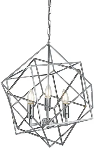 Searchlight Hängeleuchte Cube, 3-flammig - Moderne 3-flammige Hängeleuchte mit minimalistischer Optik aus Stahl, ideal für stilvolle Wohnräume. Dimmbar und teilmontiert für einfache Installation.