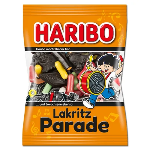 Haribo Lakritz Parade 175g - Bunte Lakritz-Mischung - Fruchtgummis/Lakritze mit vielfältigen Sorten wie Stafetten und Crazy Schnuller. Ideal für Lakritz-Liebhaber, die salzige und süße Leckereien genießen.