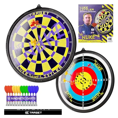 Luke Littler Magnetische Dartscheibe 2-seitig mit 4 Sets von Darts - Dartscheibe für Kinder ab 2 Jahren, sicher und spielerisch, ideal für drinnen und draußen.
