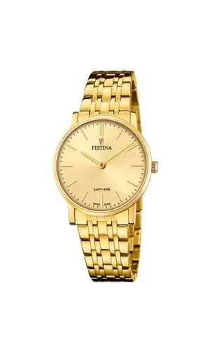 Festina Damenuhr F20048/3 Classics - Elegante Armbanduhr aus Edelstahl - Armbanduhren für Damen mit goldfarbenem Edelstahlgehäuse und strapazierfähigem Saphirglas für zeitlose Eleganz und Langlebigkeit.