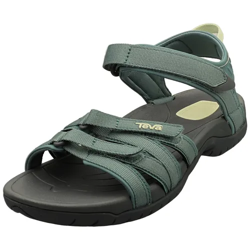 Teva W TIRRA Sandale grün 37 EU - Wanderschuhe, sportliche Sandale mit offenem Schuhdesign und leicht profiliertem Gummi-Laufsohlenmaterial für optimalen Komfort bei Outdoor-Aktivitäten.