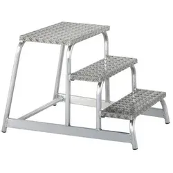 Iller Maschinentritt aus rutschfestem Aluminium Riffelblech – 2 Stufen