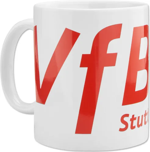 Tasse Kaffeetasse Keramik VFB Stuttgart Classic weiß - schriftzug & Wappen Tee