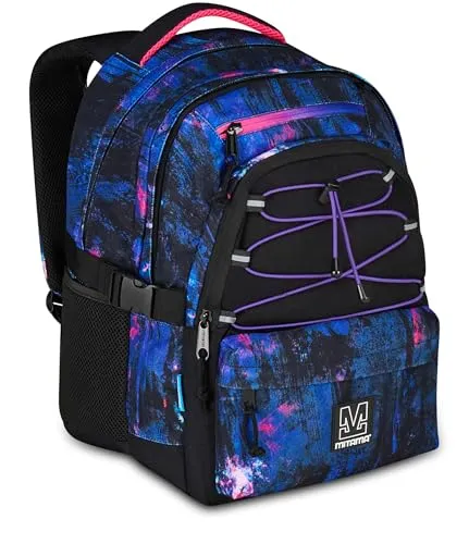 Mitama Schulrucksack #BDBF PURPLE BRUSH – Lila Dreifach-Rucksack mit USB-Anschluss
