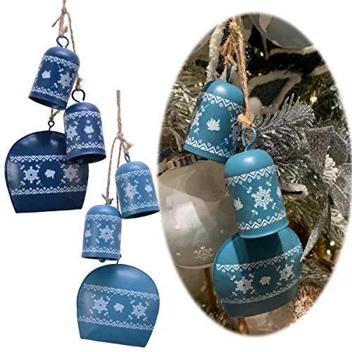 LS-LebenStil 2X Deko-Objekt Kuh-Glocken 6 Glöckchen Winter Christbaum-Hänger Nostalgie