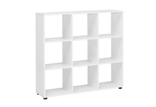 FineBuy Design Bücherregal Weiß - Modernes Standregal mit 9 Fächern - Bücherregal, vielseitig einsetzbar als Raumteiler oder zur individuellen Aufbewahrung. Schafft Struktur und Stil in jedem Wohnbereich.