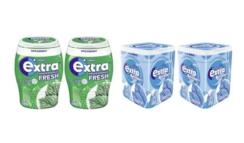 Extra Kaugummi Mix I 4 Dosen 2 Sorten I 2x Refreshers Peppermint I 2x Professional Fresh Spearmint I Frischer Atem I Zahnpflege