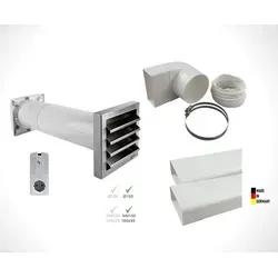 Abluftset Aeroboy Energiespar-mauerkasten 150er System Edelstahlluftgitter Zwischenschaltersteuerung Dunstabzugshaubenzubehör