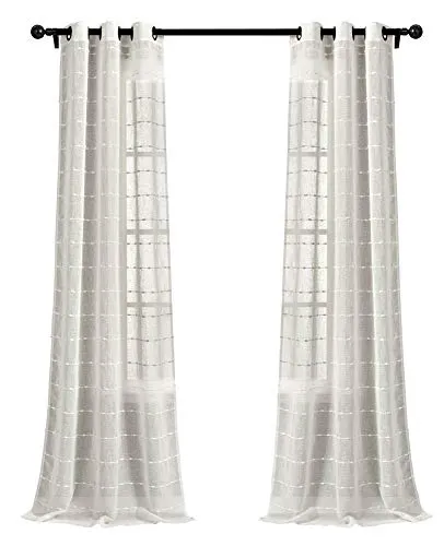 Lush Decor Farmhouse Fenstervorhang, strukturiert, Ösen, 96,5 cm B x 213,3 cm L, Weiß