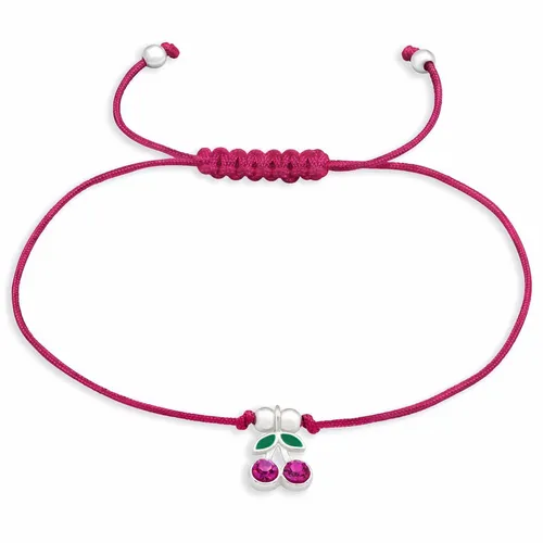 Armband mit Kirschen Anhänger 925 Silber in lila von Monkimau
