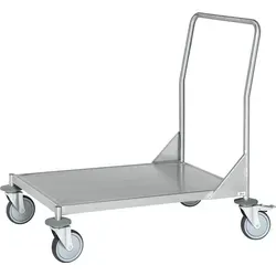 OSWALD Edelstahl-Plattformwagen 200 kg - Transportwagen aus korrosionsbeständigem Edelstahl, lebensmittelecht und leicht hygienisch zu reinigen. Ideal für den Einsatz in der Lebensmittelindustrie mit einer Tragfähigkeit von 200 kg.