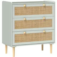 HOMCOM Beistellschrank mit 3 Schubladen im Boho-Stil in grün von HOMCOM