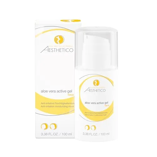 Aesthetico Aloe Vera Active Gel 100ml - Gesichtspflege mit intensiv feuchtigkeitsspendender Wirkung, ideal für trockene und empfindliche Hauttypen. Beruhigt und kühlt nach Sonnenexposition.