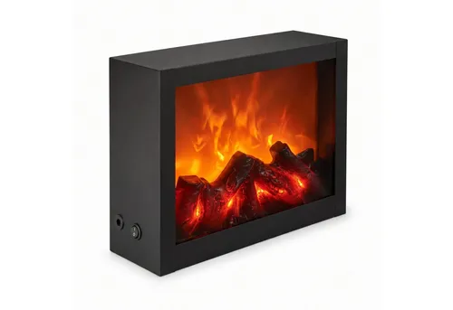 Dekorativer LED-Kamin aus Metall, 10 x 29 x 23 cm