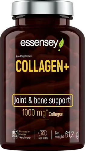 ESSENSEY - Collagen I 1000 mg pro Tagesdosis I 90 Kapseln I Witamina C 61 mg I Hydrolysiertes Kollagen Typ I SOLUGEL I Labor I 45 Tagesdosen I Leicht zu schlucken