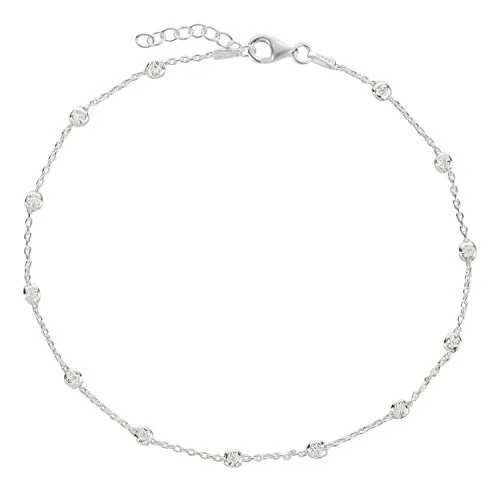 Fußkettchen, Fußkette, Ankerkette, Schmuck, Modeschmuck aus 925 Silber als Fußschmuck - 7K - Geschenke für Frauen, Mädchen und Männer, 22-25cm, Modell 63