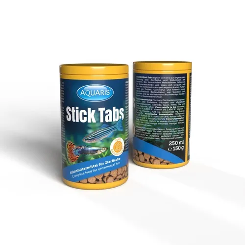 AQUARIS Stick Tabs – Hafttabletten Fischfutter für Zierfische & Garnelen  250 ml
