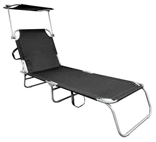 3-Bein Klappbare Gartenliege mit Tragegurten - Relax Sonnenliege Dunkelgrau - Liegen im Garten, Camping oder Pool: Diese klappbare Gartenliege bietet eine 4-fach verstellbare Rückenlehne und ist mit praktischen Tragegurten ausgestattet – ideal für entspannte Momente.
