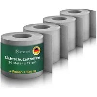 Novatool PP 104m Sichtschutzstreifen für Doppelstabmattenzaun - Grau - Langlebiger Sichtschutzstreifen aus hochwertigem Polypropylen, ideal für maximale Privatsphäre im Garten oder auf dem Balkon. Einfaches Einfädeln ohne Clips und 100% recyclingfähig. 104m Länge für bis zu 40 Streifen.