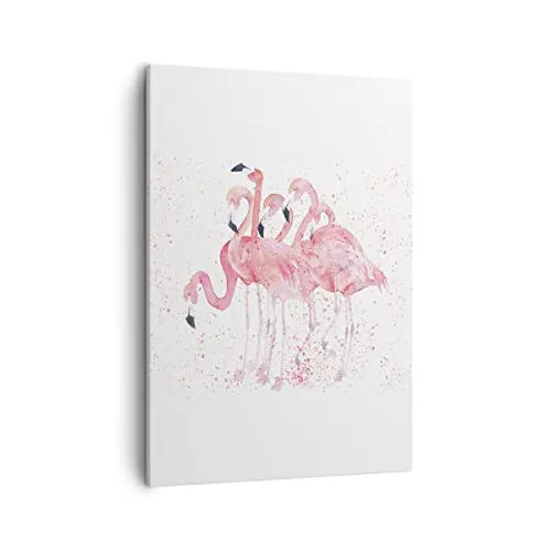 Bilder auf Leinwand Flamingo Vogel Wasser Leinwandbild mit Rahmen 50x70cm Wandbilder Dekoration Wohnzimmer Schlafzimmer Küche Deko Groß Wanddeko Bild Wand Kunstdruck Art Wall Decor Canvas PA50x70-3899