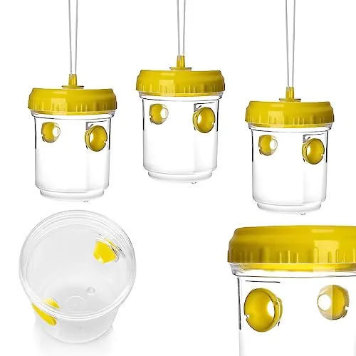 BigDean 3er Set Wespenfallen für draußen in Gelb 9x13cm