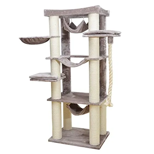 Kratzbaum Cambridge grau 80x60x197cm für große Katzen mit 4 Hängematten - Robuster Kratzbaum von EBI, ideal für große Katzen. Mit 4 Hängematten bietet er Spiel- und Ruheplätze für stundenlangen Spaß.