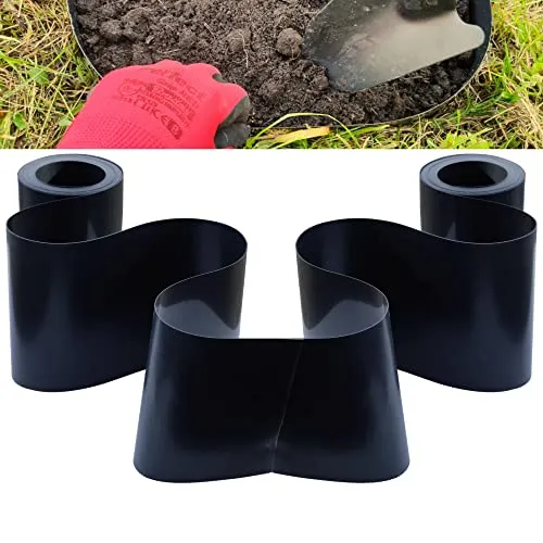 SORTON® Mechanisch Robust Elastische Rasenkante Es Super Flexible Rasenkante, Beeteinfassung, Rasenmähkante Kunststoff, Zaun Garten, Beeteinfassung, Rasenkantenprofile 20cm x 10m (Schwarz, 2 Stück)