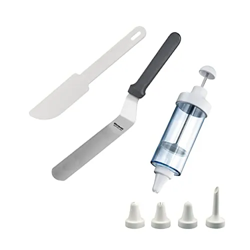 Westmark Back-Set, 3-tlg.: 1 Garnierspritze mit 5 Tüllen, 1 Winkelpalette, 1 Kuchenlöser, Kunststoff/Rostfreier Edelstahl, Transparent/Schwarz/Weiß, 311522E6