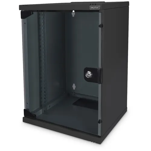 DIGITUS 10-Zoll Set - Netzwerk-Schrank 9HE Schwarz, inklusive Fachboden, Steckdosenleiste und 8-Port Gigabit-Switch für optimale Netzwerkverbindungen