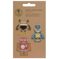Lässig Textil-Sticker (3 Stk) - Schul Set Unique, Stick on Robots - Gelb